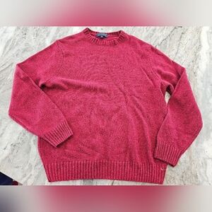 Crown & Ivy Womens Red Speckled Knit Sweater Long Sleeve Crew Neck Acrylic Med